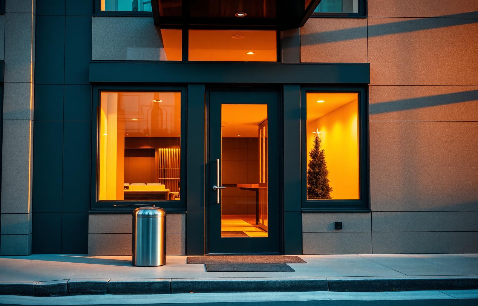 Modern apartment door with valet bin